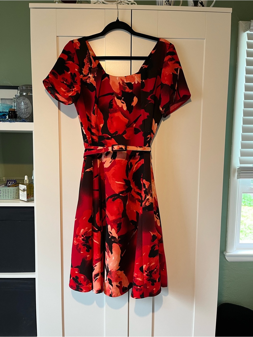 eva mendes for New York & Company Red Floral Fit-and-Flare Dress